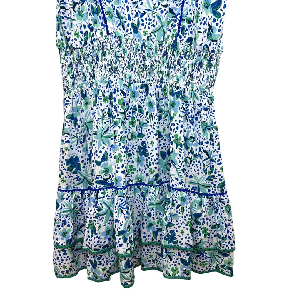 Poupette St Barth, NWT 'Camila' Mini Dress, Floral Ruffle, Blue Monaco, Medium - Picture 9 of 15